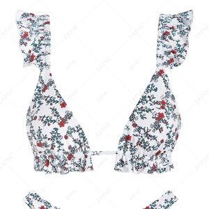 ZAFUL Floral Ruffle Triangle Bikini Top Swimwear